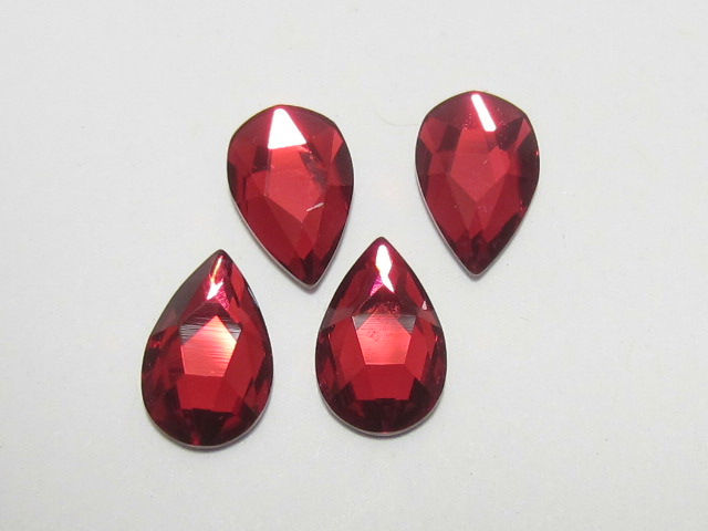 6pcs. PEAR 14X9mm SCARLET STAR BRIGHT FLATBACK Rhinestones